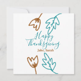 Happy Thanksgiving blauen braunen Herbstlaub Blume Feiertagskarte