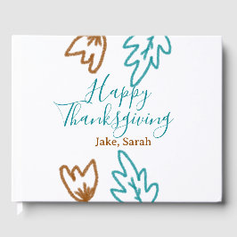Happy Thanksgiving blauen braunen Herbstlaub Blume Gästebuch