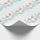 Happy Thanksgiving blauen braunen Herbstlaub Blume Geschenkpapier (Ecke)