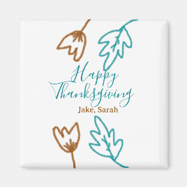 Happy Thanksgiving blauen braunen Herbstlaub Blume Magnet