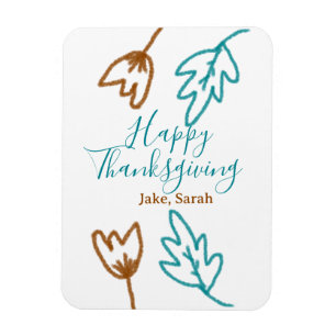Happy Thanksgiving blauen braunen Herbstlaub Blume Magnet
