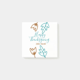 Happy Thanksgiving blauen braunen Herbstlaub Blume Post-it Klebezettel