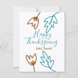 Happy Thanksgiving blauen braunen Herbstlaub Blume Postkarte