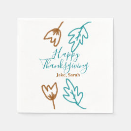 Happy Thanksgiving blauen braunen Herbstlaub Blume Serviette