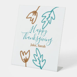 Happy Thanksgiving blauen braunen Herbstlaub Blume Sockelschild