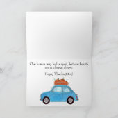 Happy Thanksgiving Blue Retro Fiat 500 Karte (Innenseite)