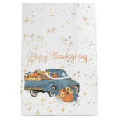 Happy Thanksgiving Blue Truck mit Pumpkins Mittlere Geschenktüte (Rückseite)