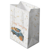 Happy Thanksgiving Blue Truck mit Pumpkins Mittlere Geschenktüte (Rückseite Schrägansicht)