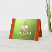 Happy Thanksgiving Boho Floral Pumpkin Green Karte (Vorderseite)