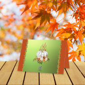 Happy Thanksgiving Boho Floral Pumpkin Green Karte