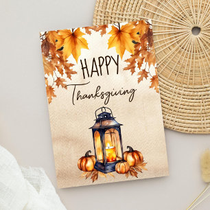 Happy Thanksgiving boho rustikale Laterne Aquarell Feiertagskarte