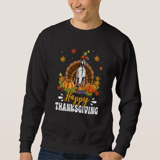 Happy Thanksgiving Boxer Dog Turkey Pumpkin 1 Sweatshirt (Vorderseite)