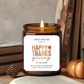 Happy Thanksgiving | Branding für Kerzen Quadratischer Aufkleber