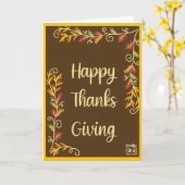 Happy Thanksgiving Brown Theme Karte (Gelbe Blume)