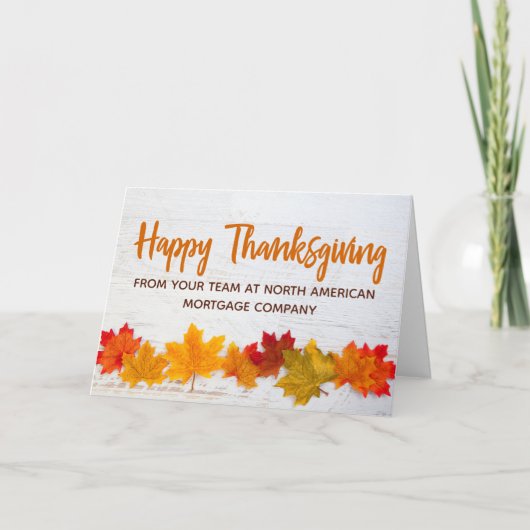 Happy Thanksgiving Business Herbst Leaves Company Karte (Vorderseite)