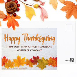 Happy Thanksgiving Business Herbst Leaves Company Postkarte