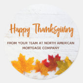 Happy Thanksgiving Business Herbst Leaves Company Runder Aufkleber (Vorderseite)