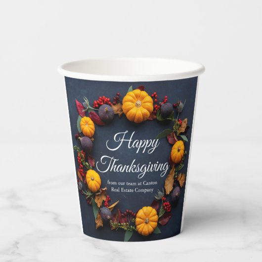 Happy Thanksgiving Business Pumpkin Dinner Party Pappbecher (Rückseite)