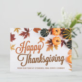 Happy Thanksgiving Business Pumpkin Foto Custom Karte (Stehend Vorderseite)
