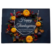 Happy Thanksgiving Business Pumpkin Wreath Custom Große Geschenktüte (Vorderseite)