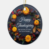 Happy Thanksgiving Business Pumpkin Wreath Custom Keramik Ornament (Links)