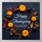 Happy Thanksgiving Business Pumpkin Wreath Custom Poster (Vorne)