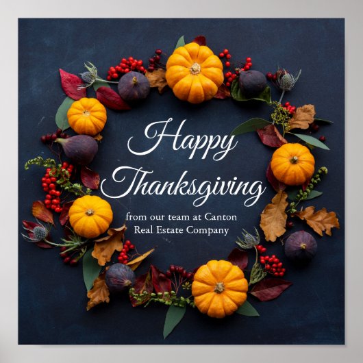 Happy Thanksgiving Business Pumpkin Wreath Custom Poster (Vorne)