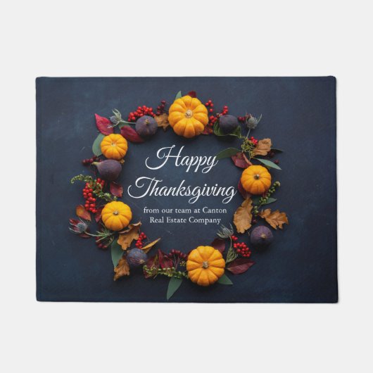 Happy Thanksgiving Business Pumpkin Wreath Modern Fußmatte (Vorderseite)