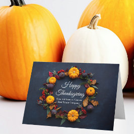 Happy Thanksgiving Business Pumpkin Wreath Modern Karte