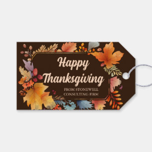 Happy Thanksgiving Business Vintag Brown Blätter Geschenkanhänger