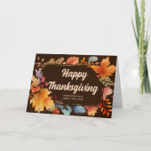 Happy Thanksgiving Business Vintage Blätter Brown Karte (Vorderseite)