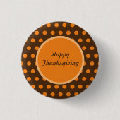 Happy Thanksgiving Button (Brown & Orange) (Vorderseite)