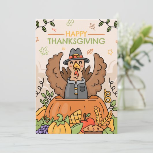 Happy Thanksgiving Card Einladung (Stehend Vorderseite)