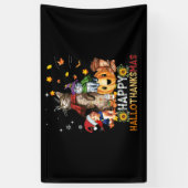 Happy Thanksgiving Cat Happy Hallothanksmas Katzen Banner (Vertikal)