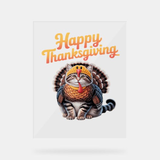 Happy Thanksgiving Cat Türkei Day Fall Classic T-S Acrylschild (Vorderseite)