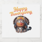 Happy Thanksgiving Cat Türkei Day Fall Classic T-S Schaumweinetikett (Einzelnes Label)