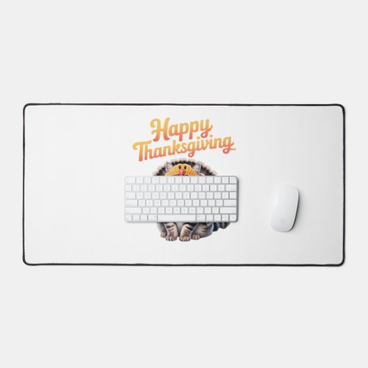 Happy Thanksgiving Cat Türkei Day Fall Classic T-S Schreibtischunterlage (Tastatur & Maus)