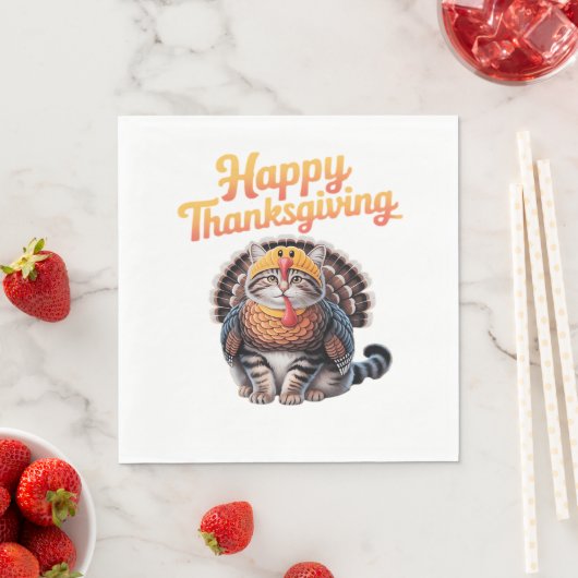 Happy Thanksgiving Cat Türkei Day Fall Classic T-S Serviette (Beispiel)