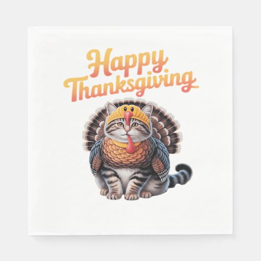 Happy Thanksgiving Cat Türkei Day Fall Classic T-S Serviette (Vorderseite)