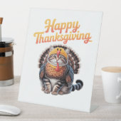 Happy Thanksgiving Cat Türkei Day Fall Classic T-S Sockelschild (In Situ)