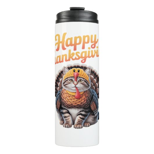 Happy Thanksgiving Cat Türkei Day Fall Classic T-S Thermosbecher (Vorderseite)