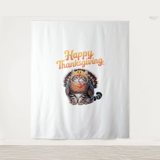 Happy Thanksgiving Cat Türkei Day Fall Classic T-S Wandteppich (Vorderseite)