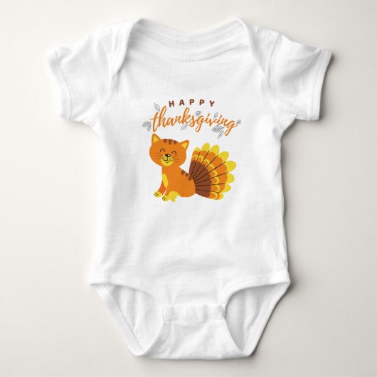 Happy Thanksgiving Cat Türkei für Baby Grandchild Baby Strampler (Vorderseite)