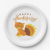 Happy Thanksgiving Cat Türkei Pappteller (Vorderseite)