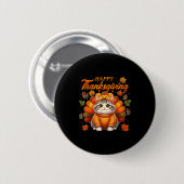 Happy Thanksgiving Cat Turkey Day Autumn Fall Men  Button (Vorne & Hinten)