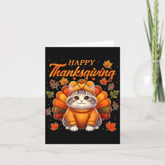 Happy Thanksgiving Cat Turkey Day Autumn Fall Men  Karte (Vorderseite)