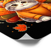 Happy Thanksgiving Cat Turkey Day Autumn Fall Men  Poster (Ecke)