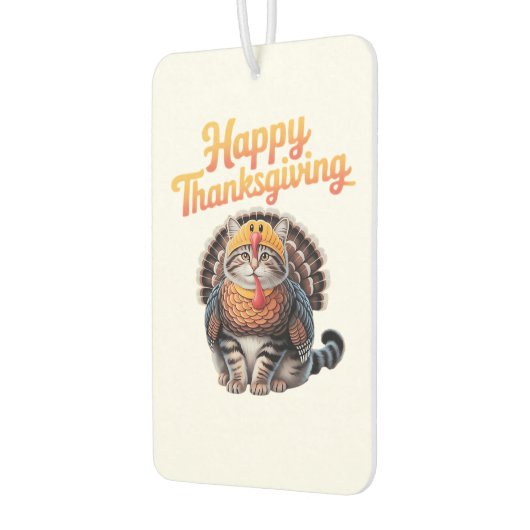 Happy Thanksgiving Cat Turkey Day Fall Classic T-S Autolufterfrischer (Links)
