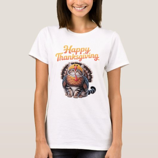 Happy Thanksgiving Cat Turkey Day Fall Classic T-S T-Shirt (Vorderseite)