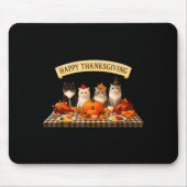 Happy Thanksgiving Cats Dinner Feast Fall Men Wome Mousepad (Vorne)